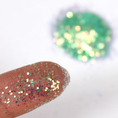 Close up of Green Iridescent Glitter