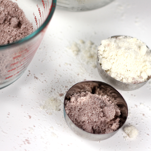 Layering the mixture into the mold halves